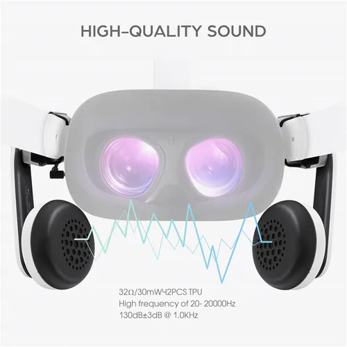 BOBOVR A2 에어 VR 헤드폰 Quest2 온 이어 오디오 헤드셋과 호환, 고출력 스피커 더블 이어 머프 VR 액세서리 2