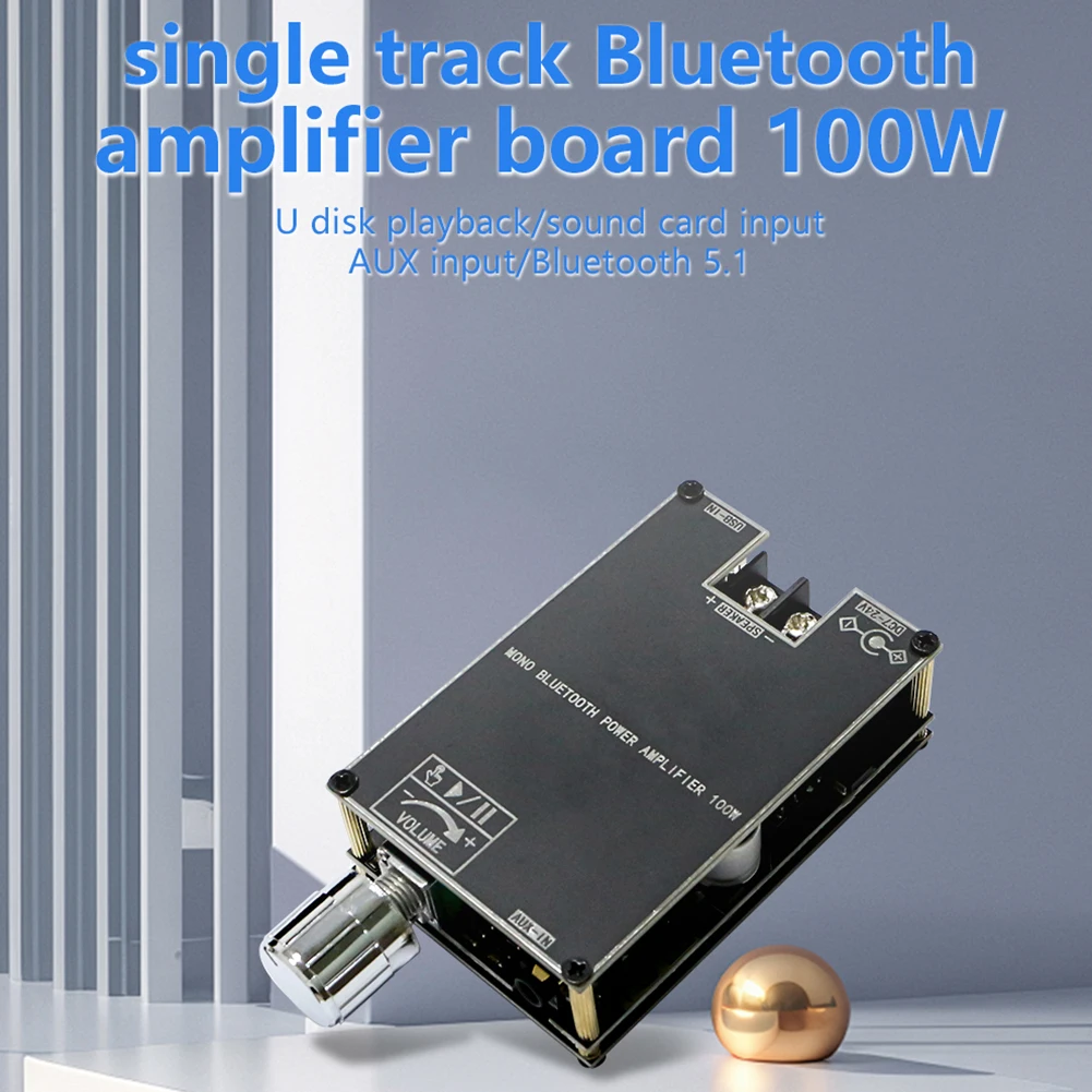 ZK-1001B Mono 100W Audio Power Amplifier Module DC7V-24V TPA3116D2 Digital Power Amplifier Board with TWS Mode for Home Theater