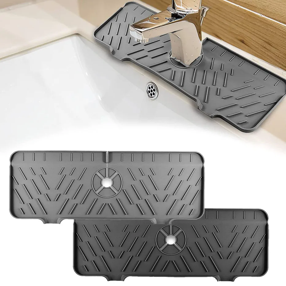 

Silicone Faucet Splash Catcher Dish Drying Mat for Kitchen Bathroom Countertop Behind Faucet Water Catcher Drip Protector