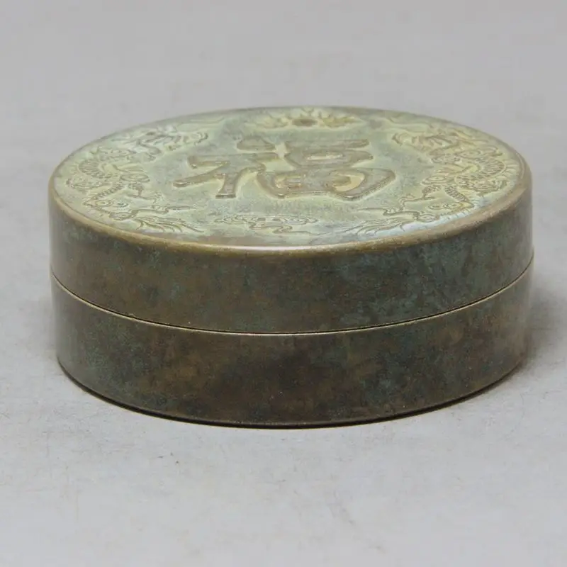 

Crafts: Brass imitation bronze coated with p antique, fragrant, double dragon playing with pearls, character ink cartridges