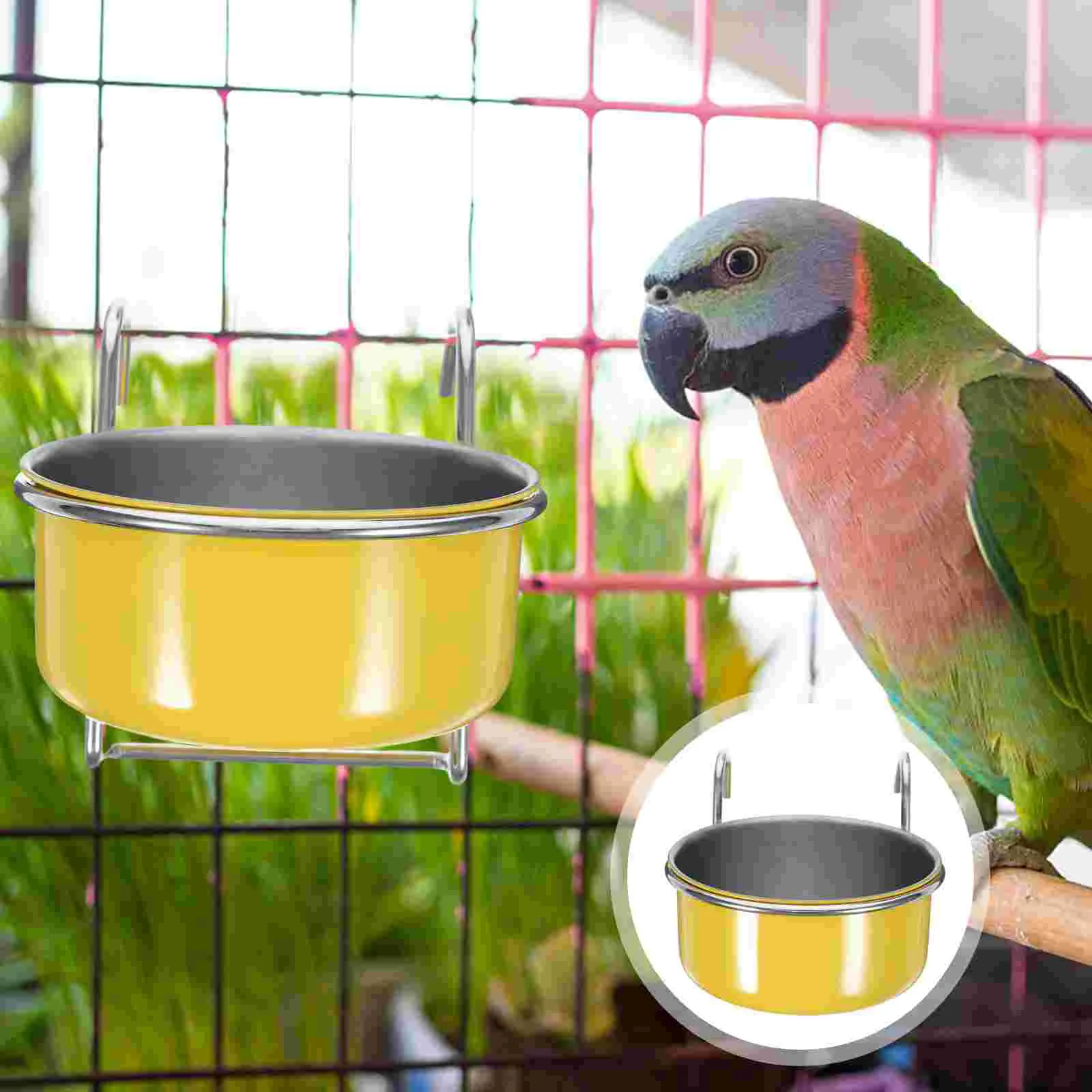 

Parrot Food Bowl Bird Feeder Cage Small Pet for Bowls Supplies Water Dispenser Stainless Steel Parakeet Accessories