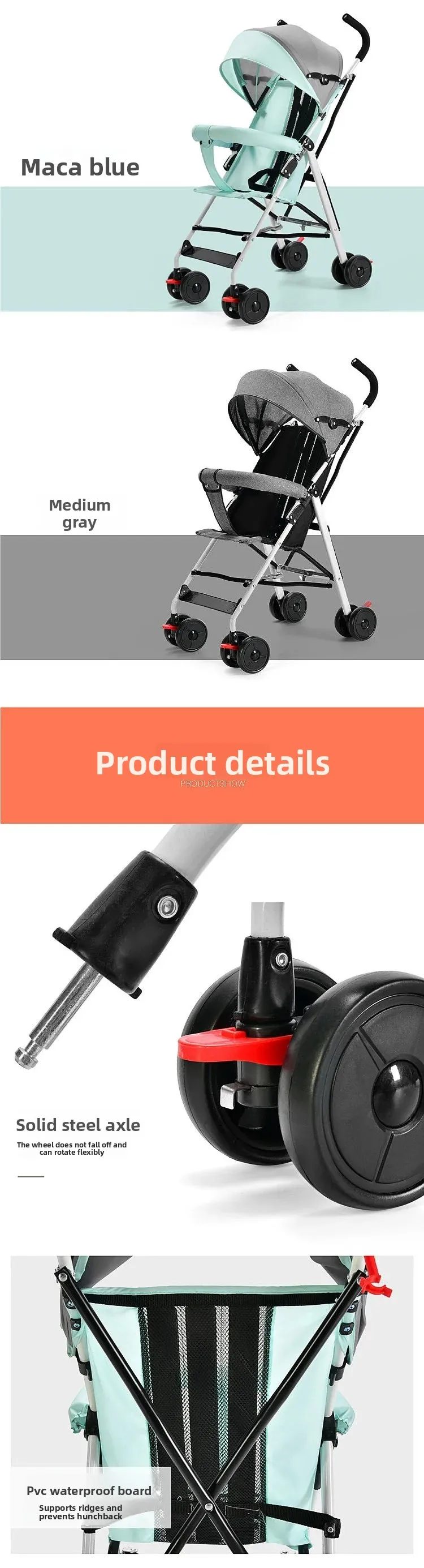 Ultra Lightweight Foldable Baby Stroller Portable for Outdoor Use Four-Wheel Hand Push Carriage Child Sitting Lying down 9 S58037c3c15b74b11b4298be824af10190