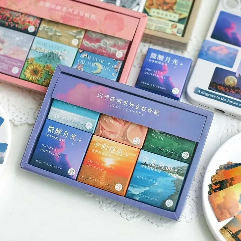 300pcs/boxed Cute Stickers Film Paper Junk Journal Art Collage DIY Photo Album DIY Craft Scrapbooking School Supplies