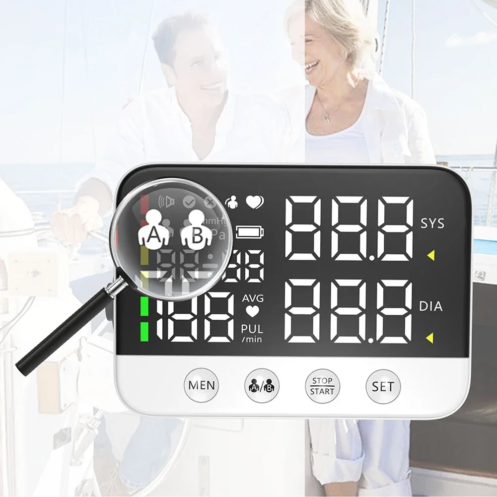 Home Upper Arm Blood Pressure Monitor Machine Cuff Digital LED Display Voice Broadcasting Automatic BP Machine Pulse Meter