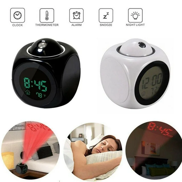 Digitális Ébresztőóra Lcd Projektor Időjárási Hőmérsékleti Íróasztal Idő Dátum Viewing Usb Töltő Otthoni Szálloda Időzítő Szundi Csengő - Image 5