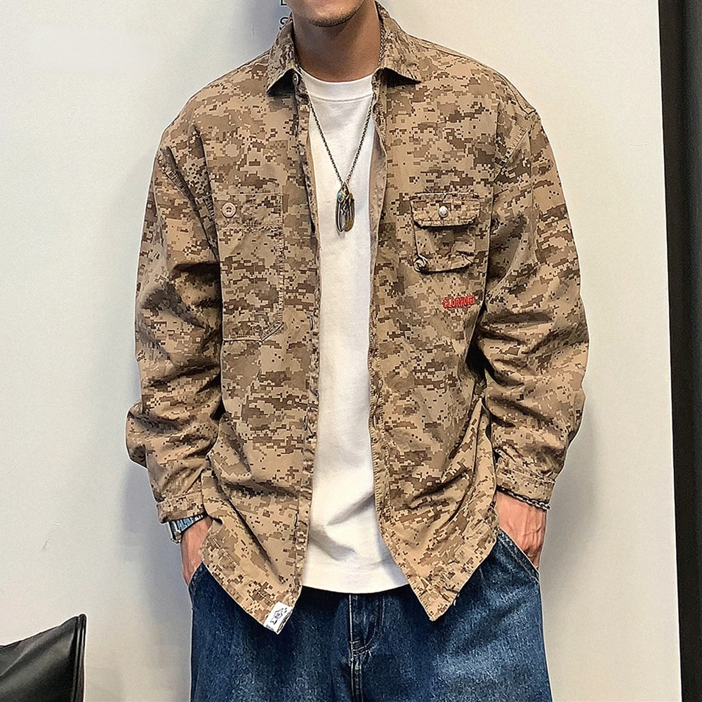 

Камуфляжная рубашка-карго цвета хаки в стиле ретро