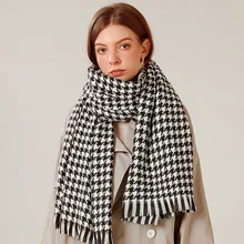 

Brand Blanket Scarf for Women plaid Black and White Houndstooth Cashmere Warm Thick Long Pashmina Women Shawls and Scarves