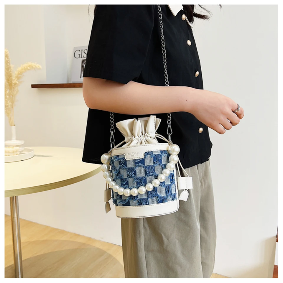 Personalized Bucket Bag 2022 New Women's Handbag Trend  Single Shoulder Cross Bag Niche Design Casual Fashion Denim Small Bag