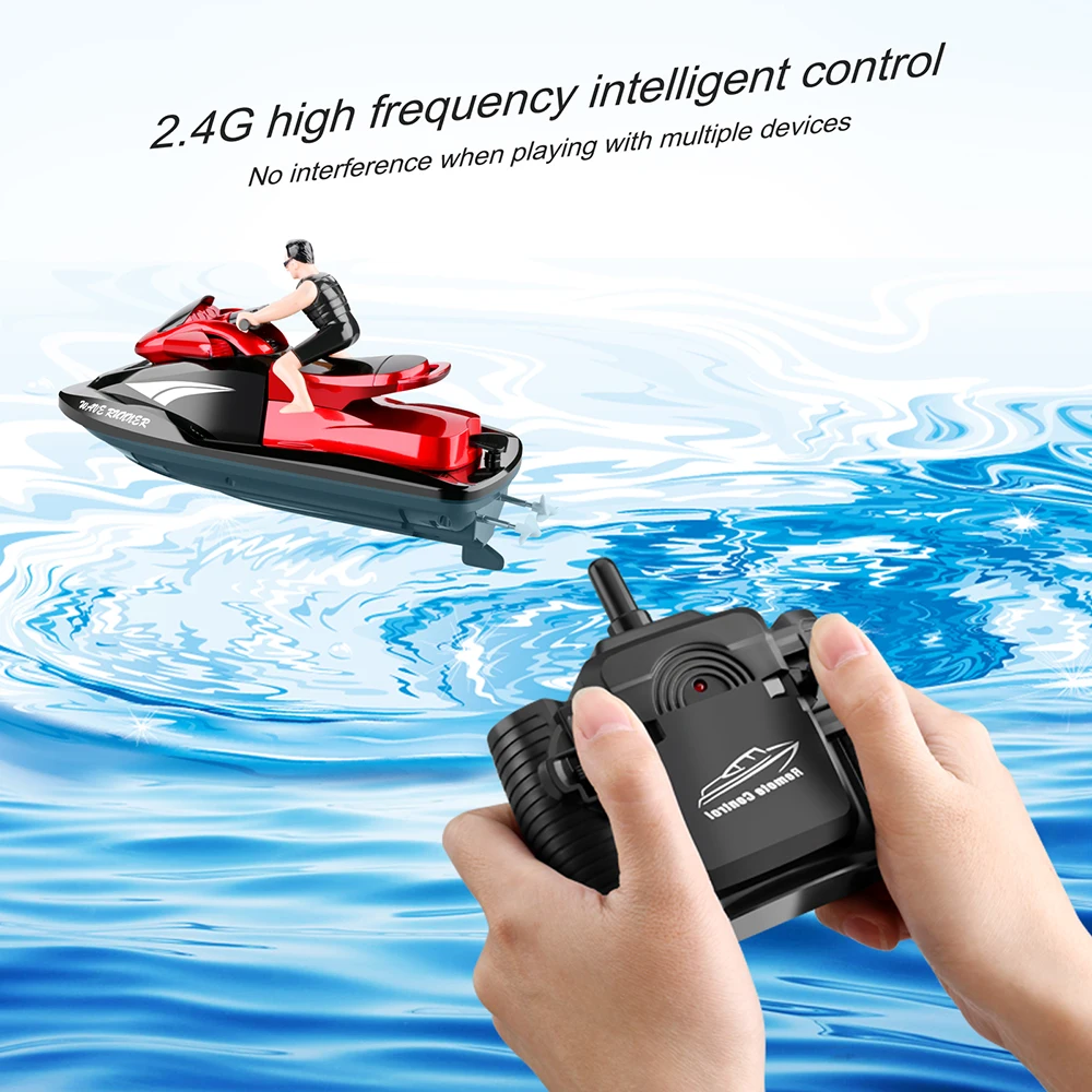 Bateau RC 2.4GHz 80m avec Lumières LED - Jouet de Piscine