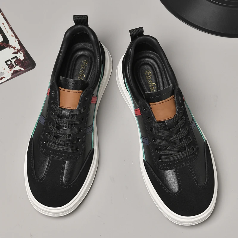 Casual Leather Mens Tenis Masculino Hot Sale Sneakers Leisure Walk Casual Shoes for Man Versatile Mixed Colors Skateboard Shoes