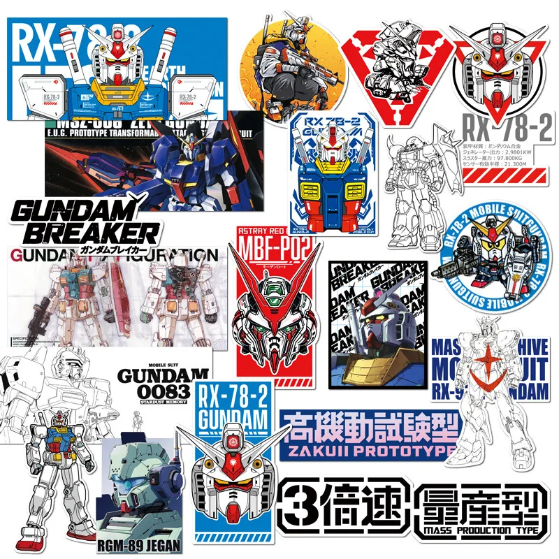 

Наклейки на мобильный костюм Gundam из японского аниме, чемодан, модные водонепроницаемые наклейки на ноутбук с ПВХ-коробкой, 21 лист, игрушки «сделай сам» для детей