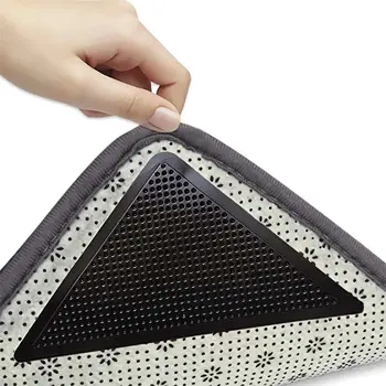 4 pezzi/set pinza per tappeti per pavimenti in legno antiscivolo lavabile Super adesivo per uso domestico Clip per tappetino fisso nero 1