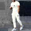 2024 Hot Selling New Summer Men's Suit Casual Pants Suit 3D Printed Clothes Round Neck T-Shirt Men's Short Sleeve 2-Piece Set 4