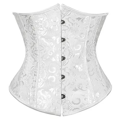Underbust Corset Plus Size Gothic Corset Cincher Medieval Corsets for Women Jacquard Vintage Waist Corset Top Black White Purple - Image 14