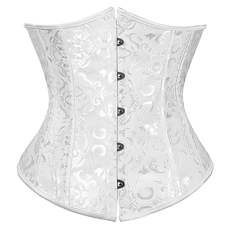 Underbust Corset Plus Size Gothic Corset Cincher Medieval Corsets for Women Jacquard Vintage Waist Corset Top Black White Purple - Image 14