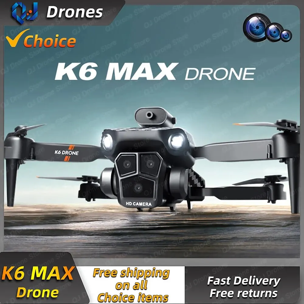 K6 MAX Triple-Camera Drone 4K HD Optical Flow Positioning 360&deg; Obstacle Avoidance Foldable Quadcopter Wifi FPV RC Toys Dron drone quadcopter