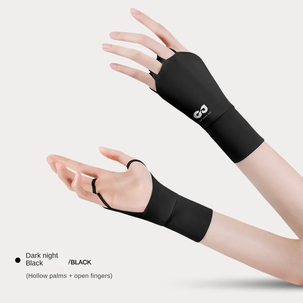 Elastische Halbfinger-Golfhandschuhe, einfarbig, Anti-UV-Sonnenschutz-Handschuhe, schützen das Handgelenk, Handgelenkband, dünne Eisseiden-Fäustlinge für den Sommer – Detail 11