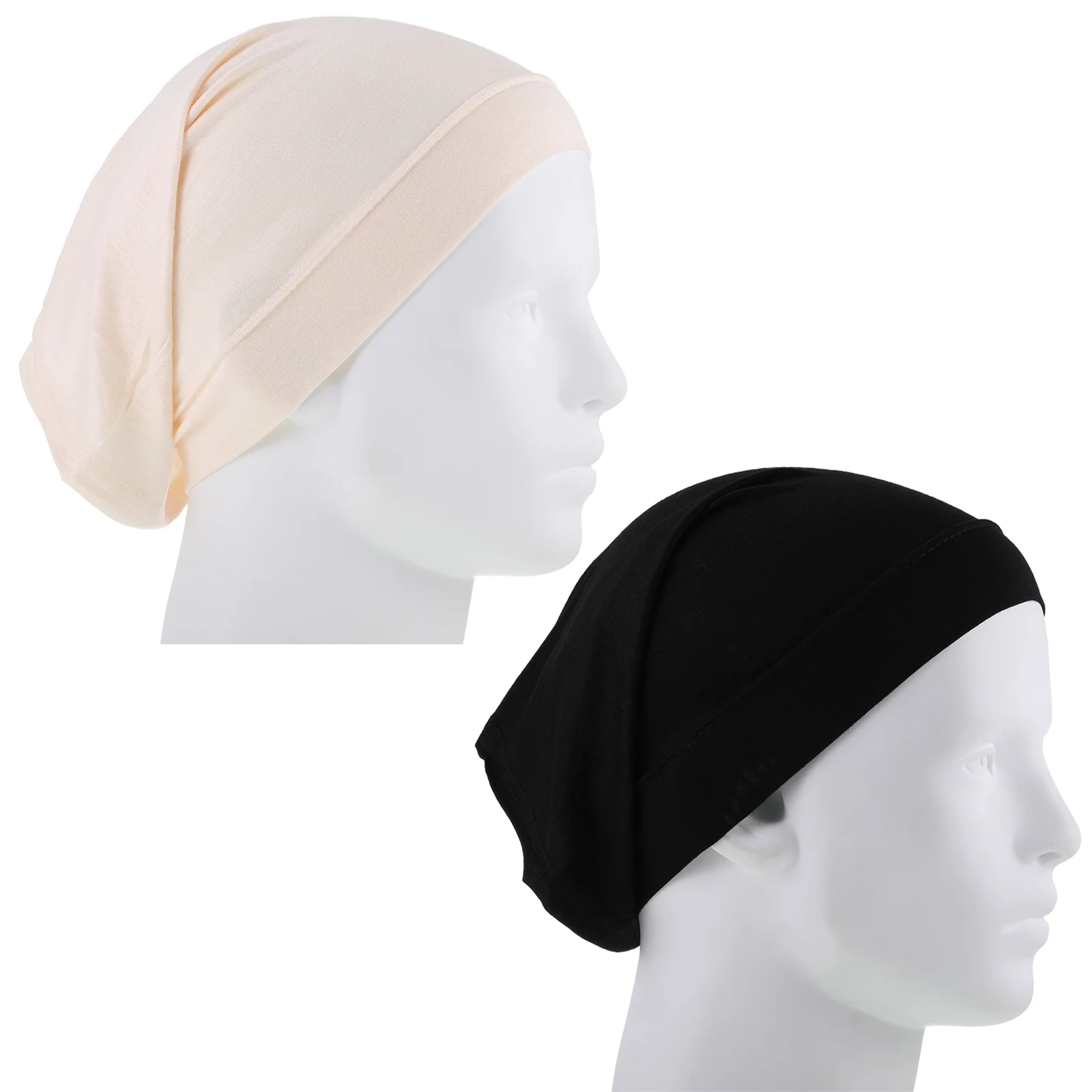 

2 PCS Cotton Caps Absorbent Head Scarf Summer Washable Lightweight Headscarf Headband Headwear Headwrap for Beige/Black