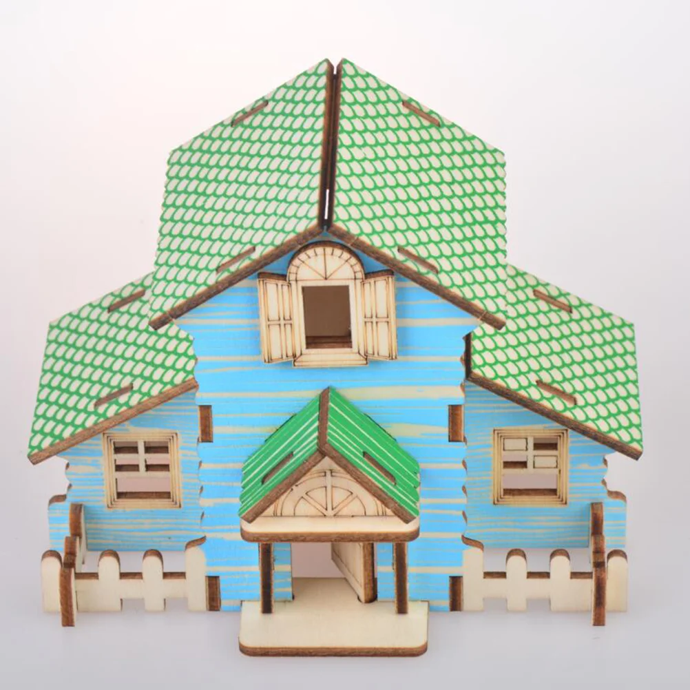 3D House Puzzle DIY Wooden Forest Cottage Model Photo Prop Early Educational Jigsaw for Kids Children 1 set of mini wooden easel kit simulation mini easel model mini painting tool kit mini house prop