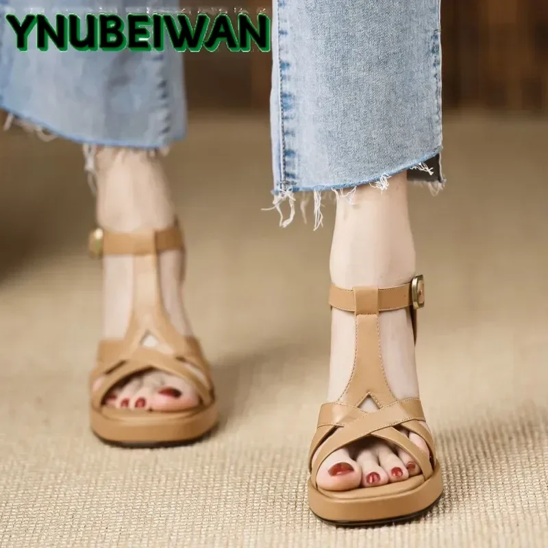 Women Sandals Open Toe High Heels Chunky Leather Summer Platform Slingback Dress Pumps Zapatillas women slingback sandals women high heels shoes women dress shoes