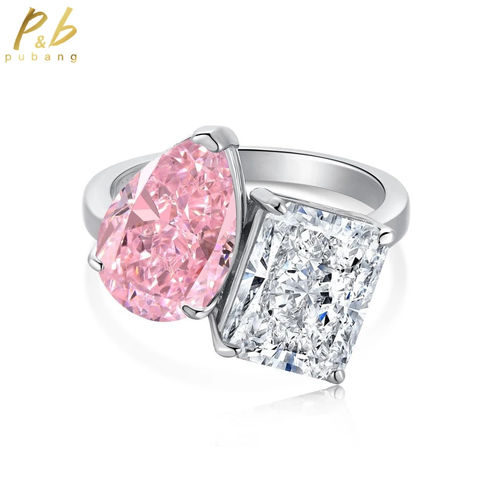 

PuBang Fine Jewelry Solid 925 Sterling Silver Created Moissanite Diamond Ring Engagement Sparkling for Women Gifts Free Shipping