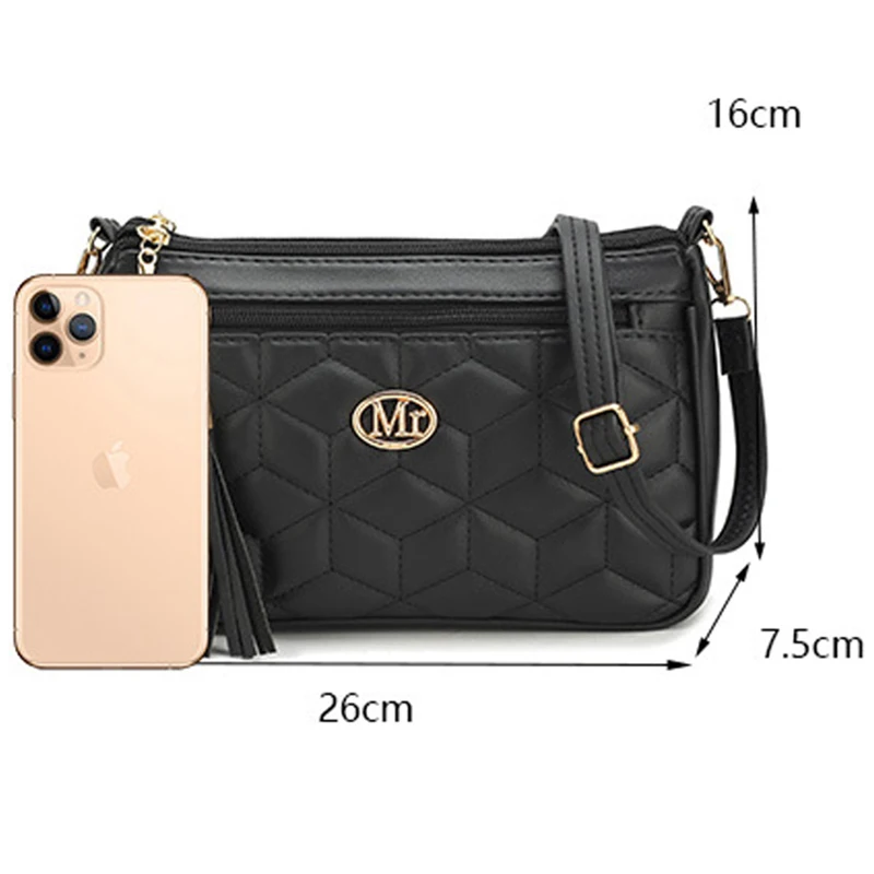 Tassel Small Messenger Bag For Women Trend Lingge Female Shoulder Bag Fashion Ladies Crossbody Bags Brand PU Leather Handbags