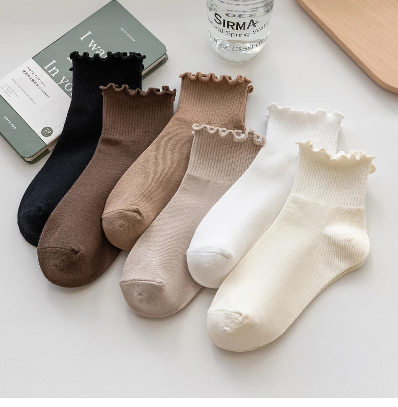 Für Frauen Nette Neue Sommer Japanischen Stil Atmungsaktive Mädchen Kurze Kawaii Einfarbig Rüschen Rüschen Socken Casual Süße_voghion.com