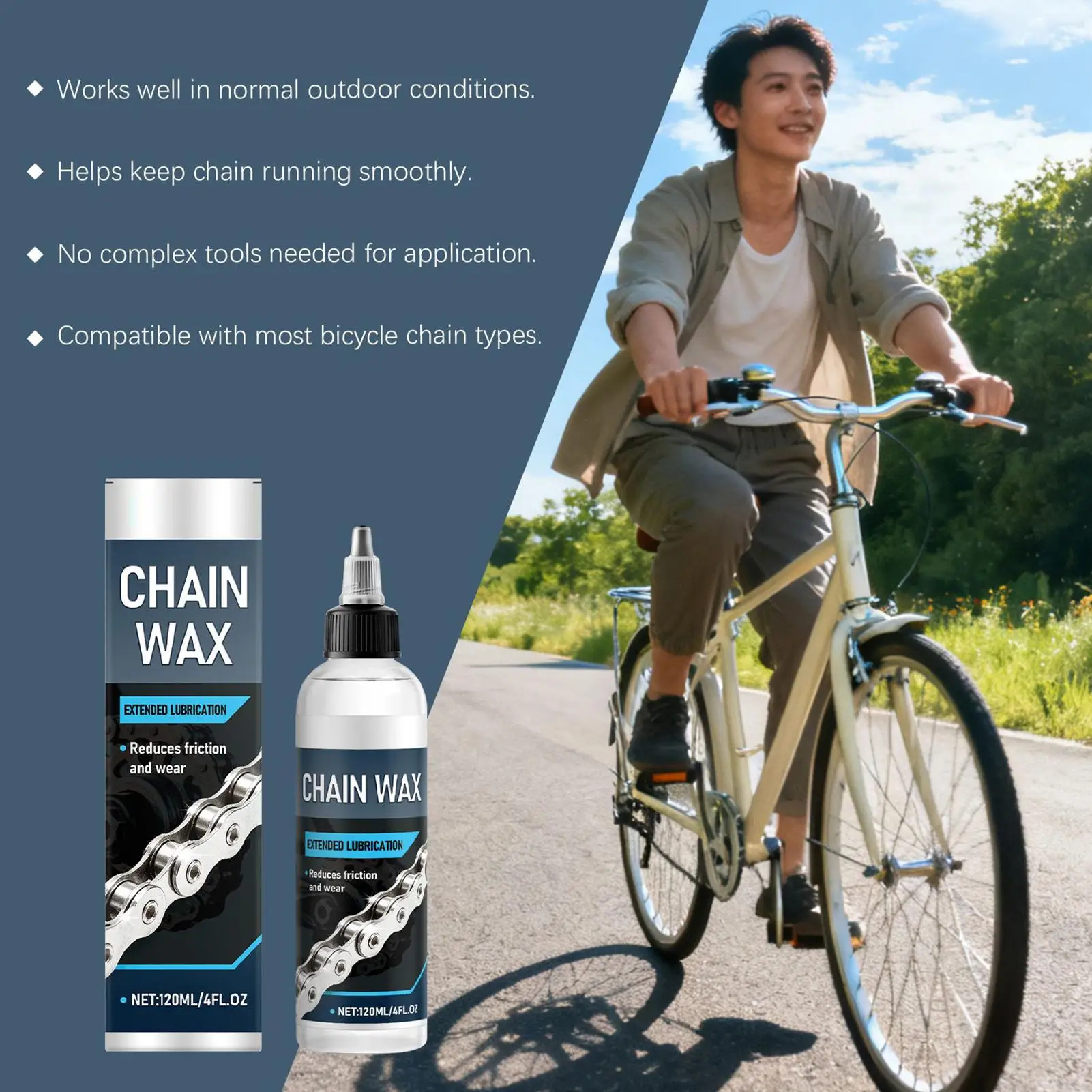 Wax-Based Bike Chain Lube 120ml Dry & Wet Conditions MTB Road
