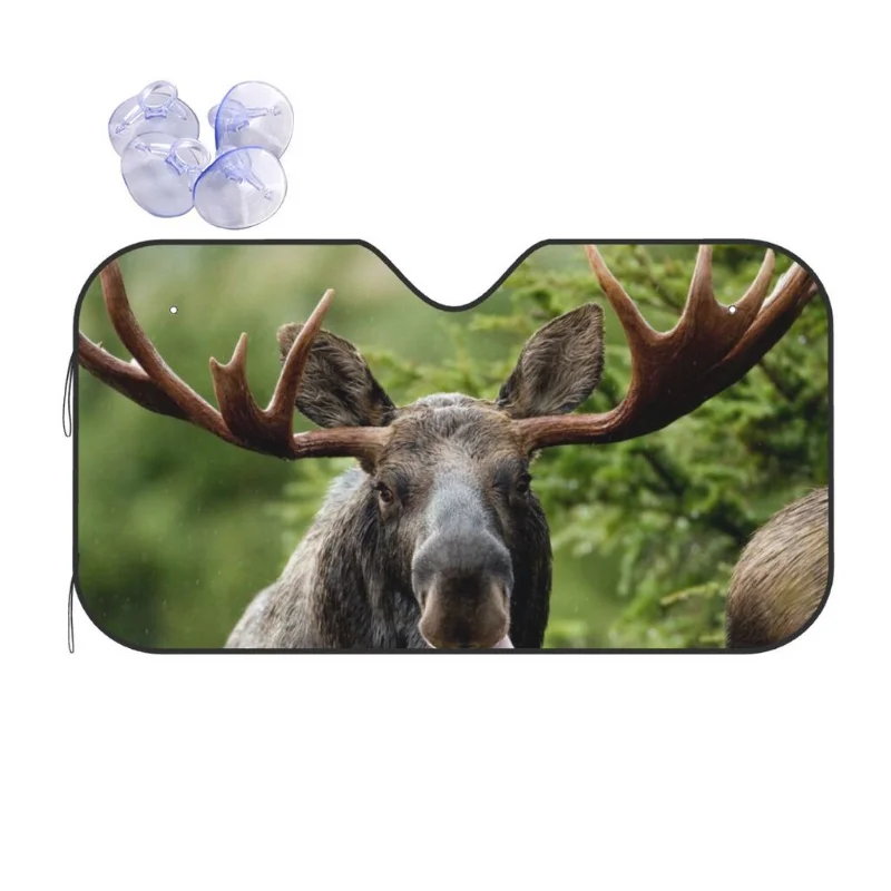 

Moose Forest Animal Car Windshield Sunshade Interior Decor Blocks UV Rays Sun Visor Protector Sunshade Keep Vehicle Cool