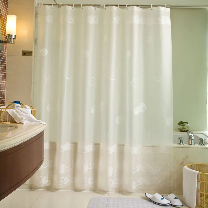Flowers Shower Curtains Waterproof PEVA Water Droplets Striped Bath Curtain Mildewproof Bathing Cover 12pcs Plastic Hooks