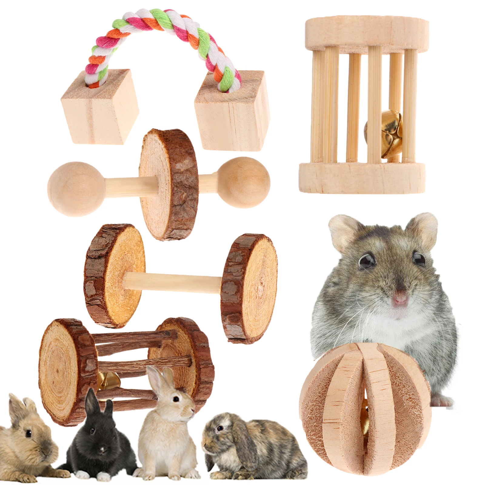 PetHamsterNaturalWoodenChewToysChinchillaCageRabbitToysGuinea