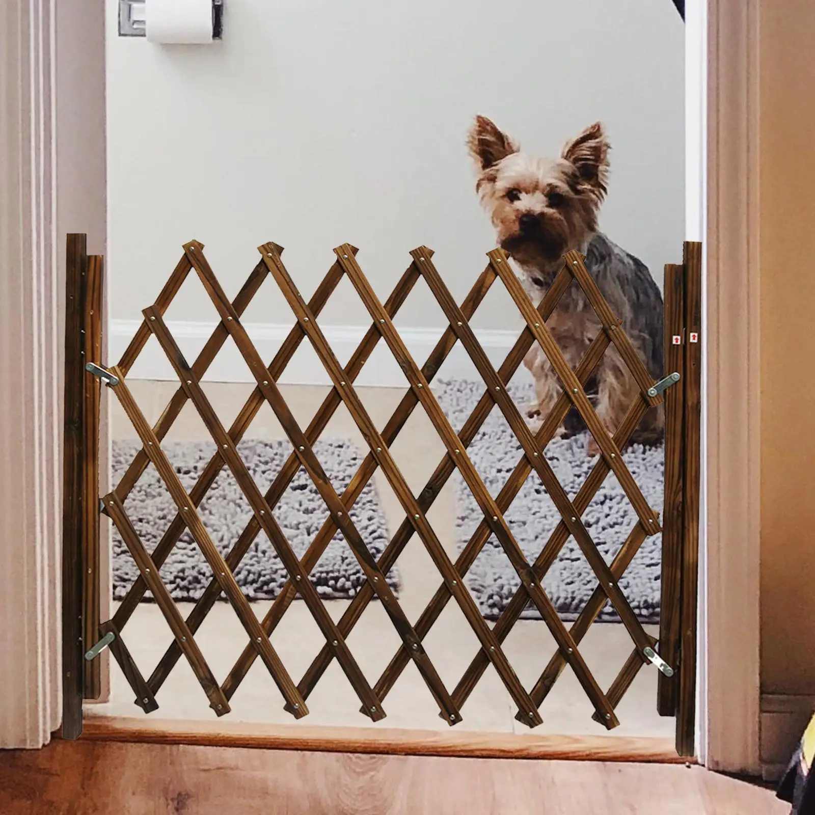 Expandable Accordion Dog Gate Retractable Protection for Outdoor Lawn