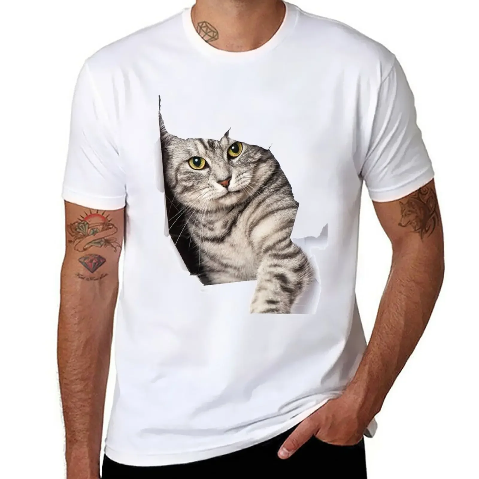 

Cat Coming Out T-Shirt funnys boys animal print plain t shirts men