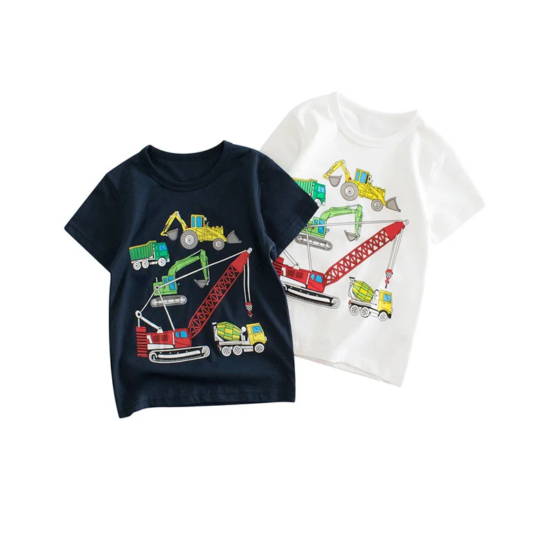 

Jumping Meters 2-8T Baby Summer T Shirts Cartoon Cars Hot Selling Short Sleeve Cartoon Toddler Tees Tops Boys Girls Clothing