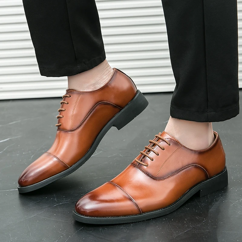 Man Split Leather Shoes Rubber Sole EXTRA Size 38 39 40 41 42 43 44 45 48 Man Business Office Male Dress Lether Shoes