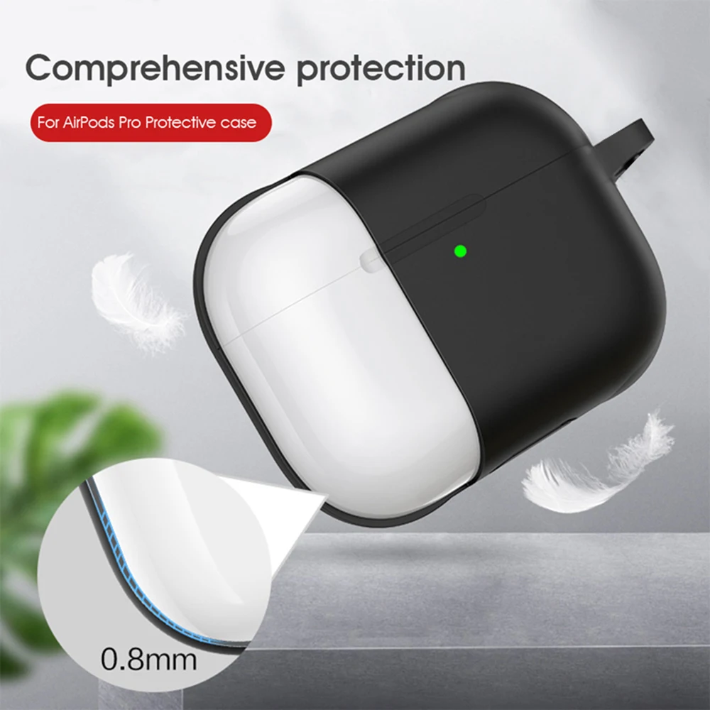 Airpods pro silicone protective case | Anti-drop Soft Headphone Cover With Hook | Best quality