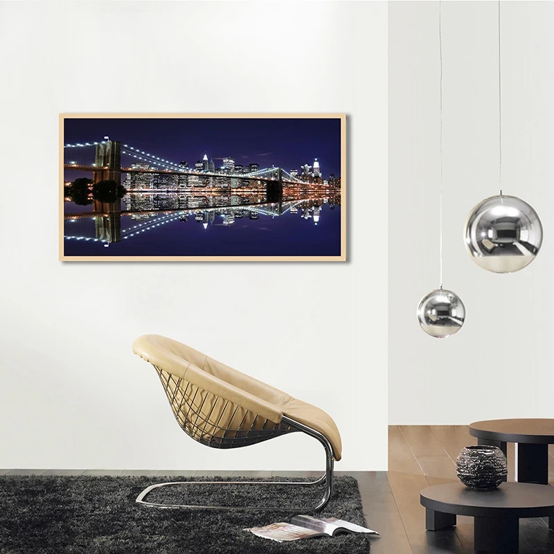

Cityscape Night Scene Canvas Painting Bridge Building Posters and Prints Unframed Art Picture Home Living Room Office Wall Decor