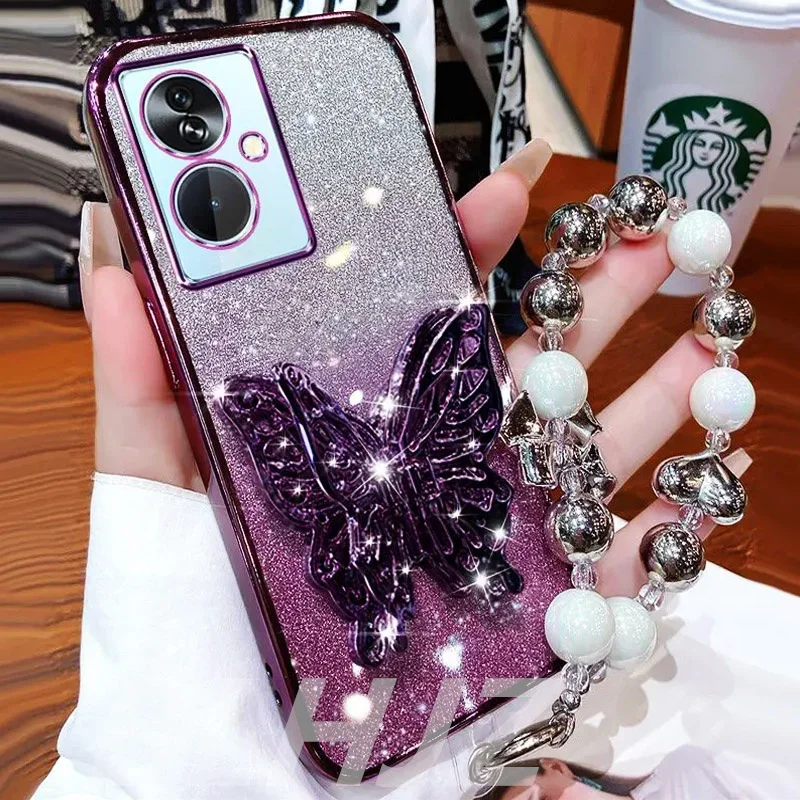 3D Butterfly Glitter Bracelet Phone Case Holder