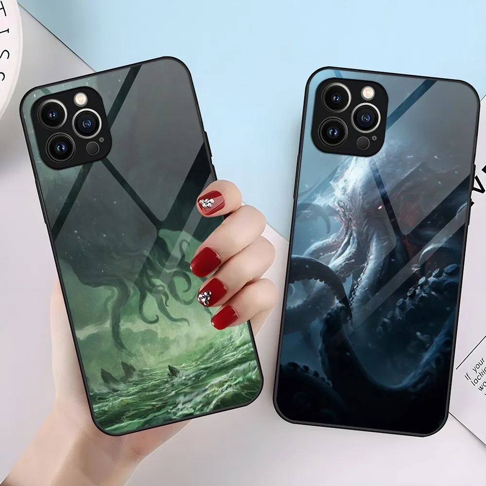 Custodia Per Telefono Cthulhu Per Iphone 14 Pro 12 15 13 11 Mini Xs Xr Max 8 7 6 Plus Se 2020 Glass Luxury Back Cove