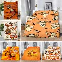 Cute Cartoon Disney Tigger Printed Blanket Picnic Blankets Warm Blanket Soft and Comfortable Blanket Home Travel Birthday Gift 1