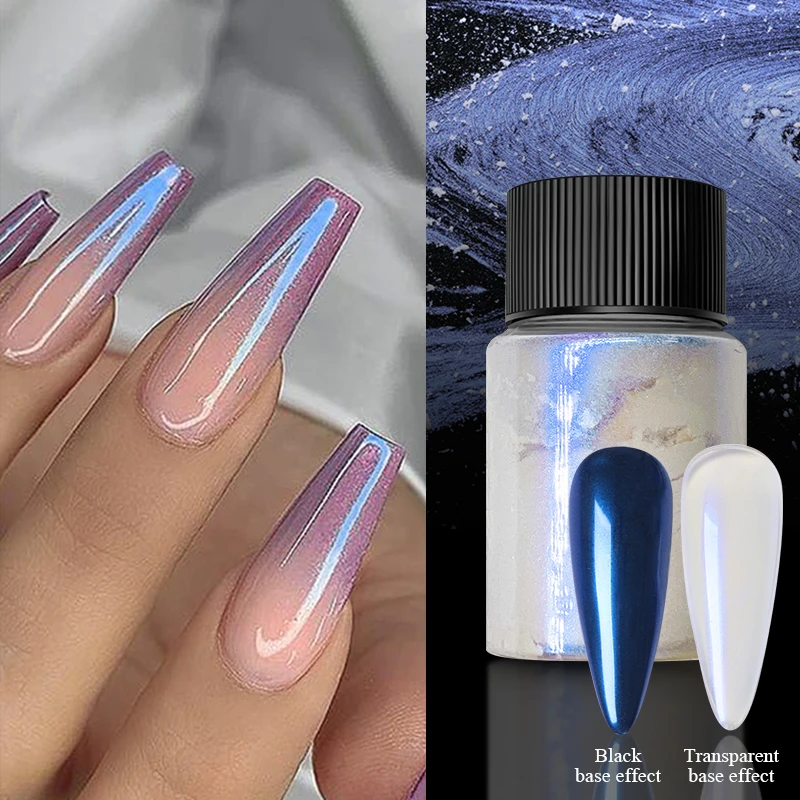10g Perle Aurora Nagel pulver lila rosa blau Chrom Glitter Pigment Staub UV Gel politur Nail Art Tauch pulver Maniküre