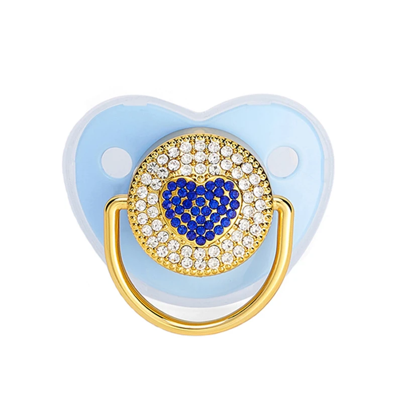 Luxury Baby Pacifier shiny zircon Heart Newborn Dummy with Lid Silicone Infant Teether New Born Shower Gift Toddler Soother 5