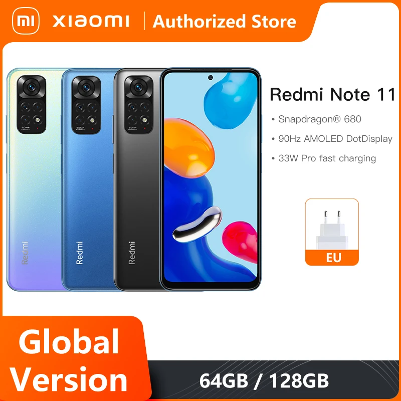 Xiaomi Redmi Note 11 Mobile Phone Global Version NFC Snapdragon 680 Octa Core 33W Pro Fast Charging 50MP Quad Camera 90Hz 5000mAh