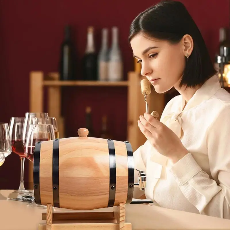 Wooden Barrel Vintage Oak Beer Brewing Equipment Wood Barrel Drink Dispenser With Faucet For Fine Wine Home Kitchen Supplies wine making tool wine barrel beer making tool