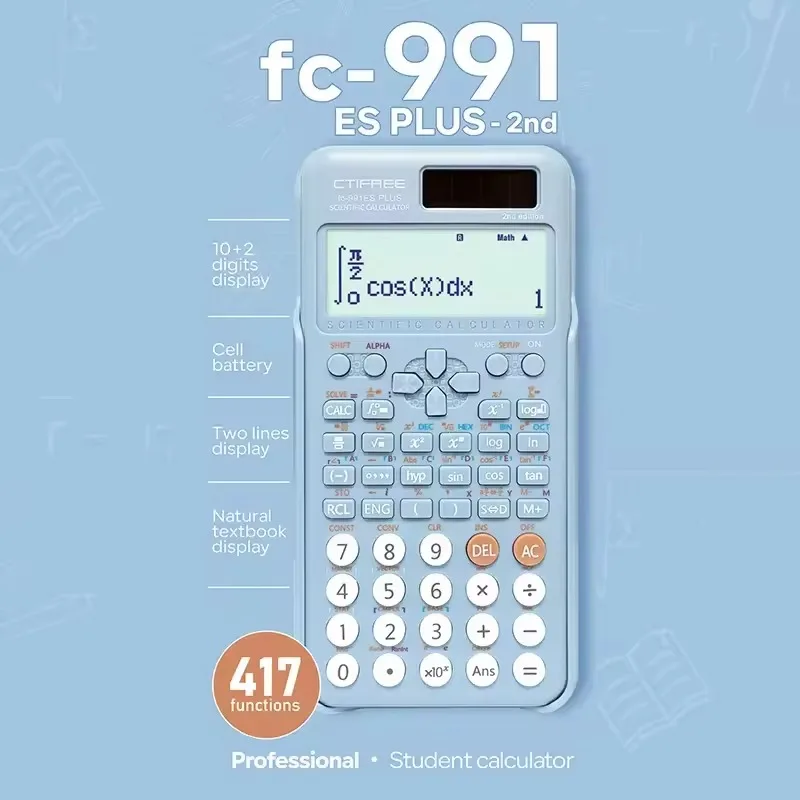 Enhanced Scientific Calculator with 417 Functions and Dual Power Supply