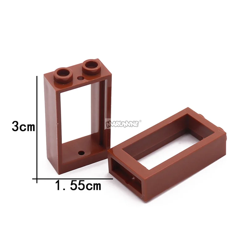Marumine Building Blocks Part 60593 Window Frame 1x2x3 Classic City Build MOC Accessories Compatible with 60602 Clear Glass Toys 5