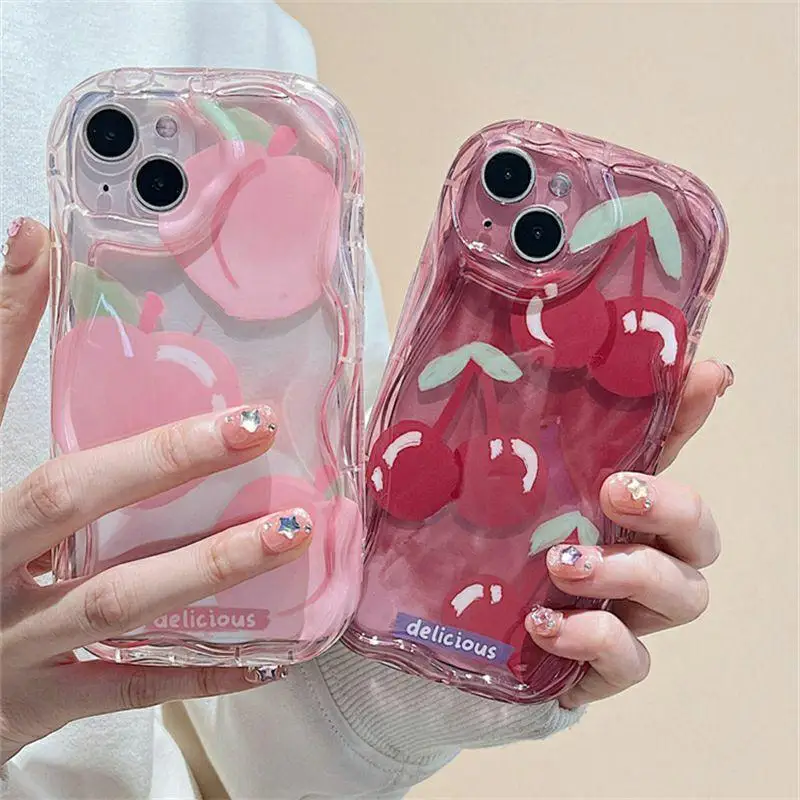 Red Cherry Pink Peach Wavy Pattern Phone Case