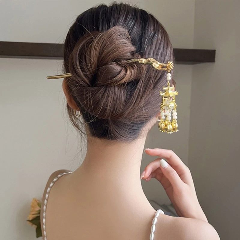 

Ancient Lantern Tassel Hairpin With Light Chinese Coiled Hair Clip Antique Hair Chopsticks Women Hair Accessories