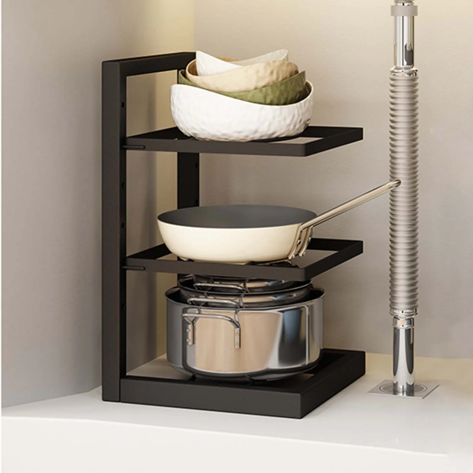 Pot and Pan Organizer Heavy Duty Kitchen Organizer Pot Organizer for Home Kitchen Organizer Cookware Stand under Cabinet 6