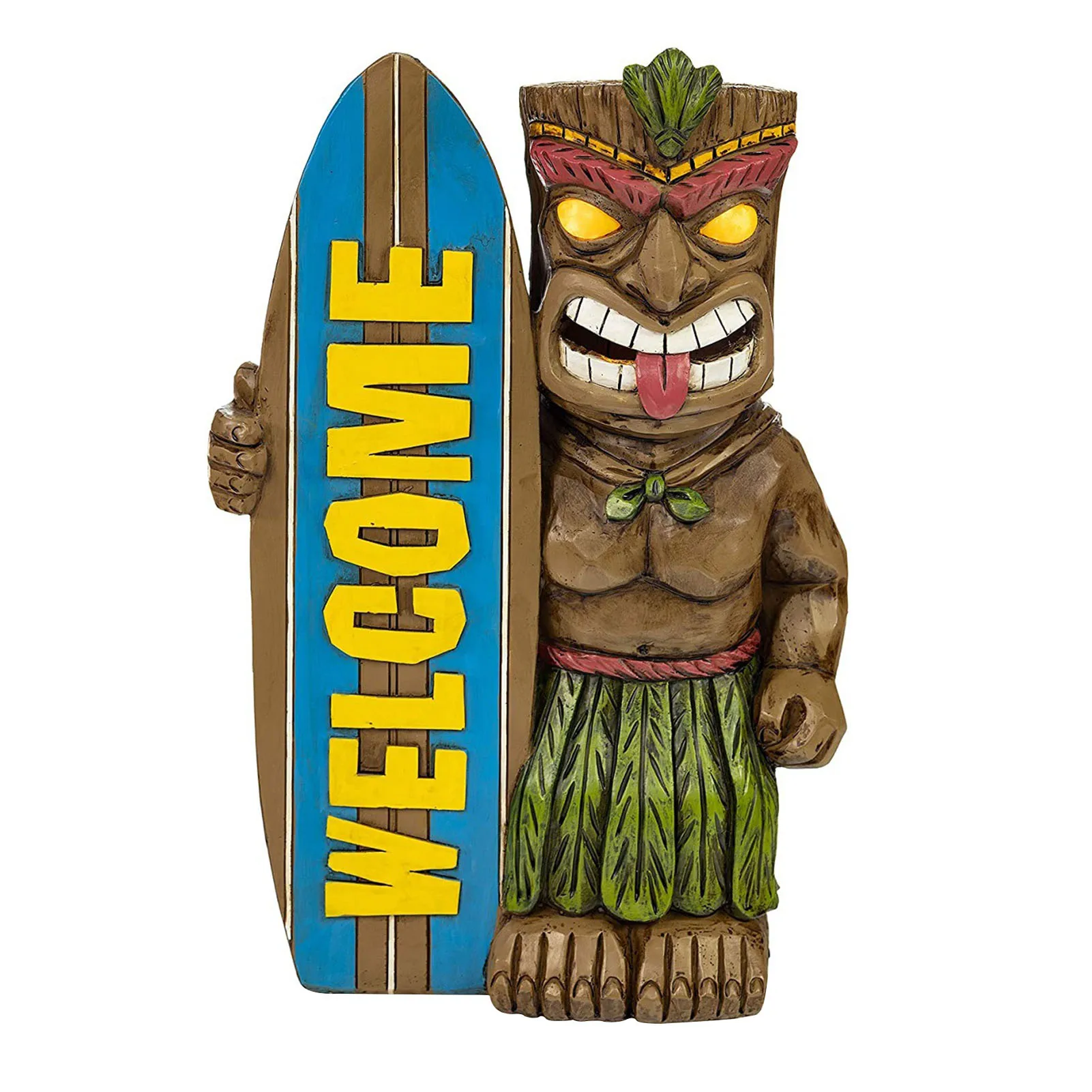 

Lawn Tiki Welcome Surfboard Statue Pathway Backyard Crafts Driveway Indoor Outdoor Porch Home Decoration Garden Figurine Resin